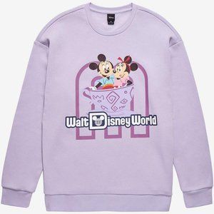 Walt Disney World 50th Anniversary Mickey Minnie Teacups Sweatshirt Lilac SMALL